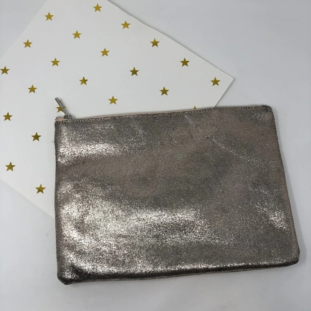 Nordstrom BP Metallic Gold Zippered Pouch Clutch